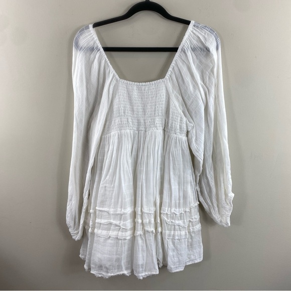 Free People Ari Mini Ivory 100% Cotton Gauze Cottage Boho Mini Dress Sz XS - Picture 8 of 13